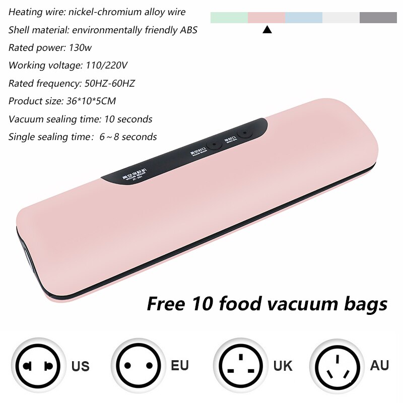 Küche Vakuum Versiegelung Maschine Lebensmittel Schoner 110V 220V Elektrische Hause Xaomi Vakuum Lebensmittel Sealer Einschließlich 10 stücke Lagerung taschen: 02 / EU