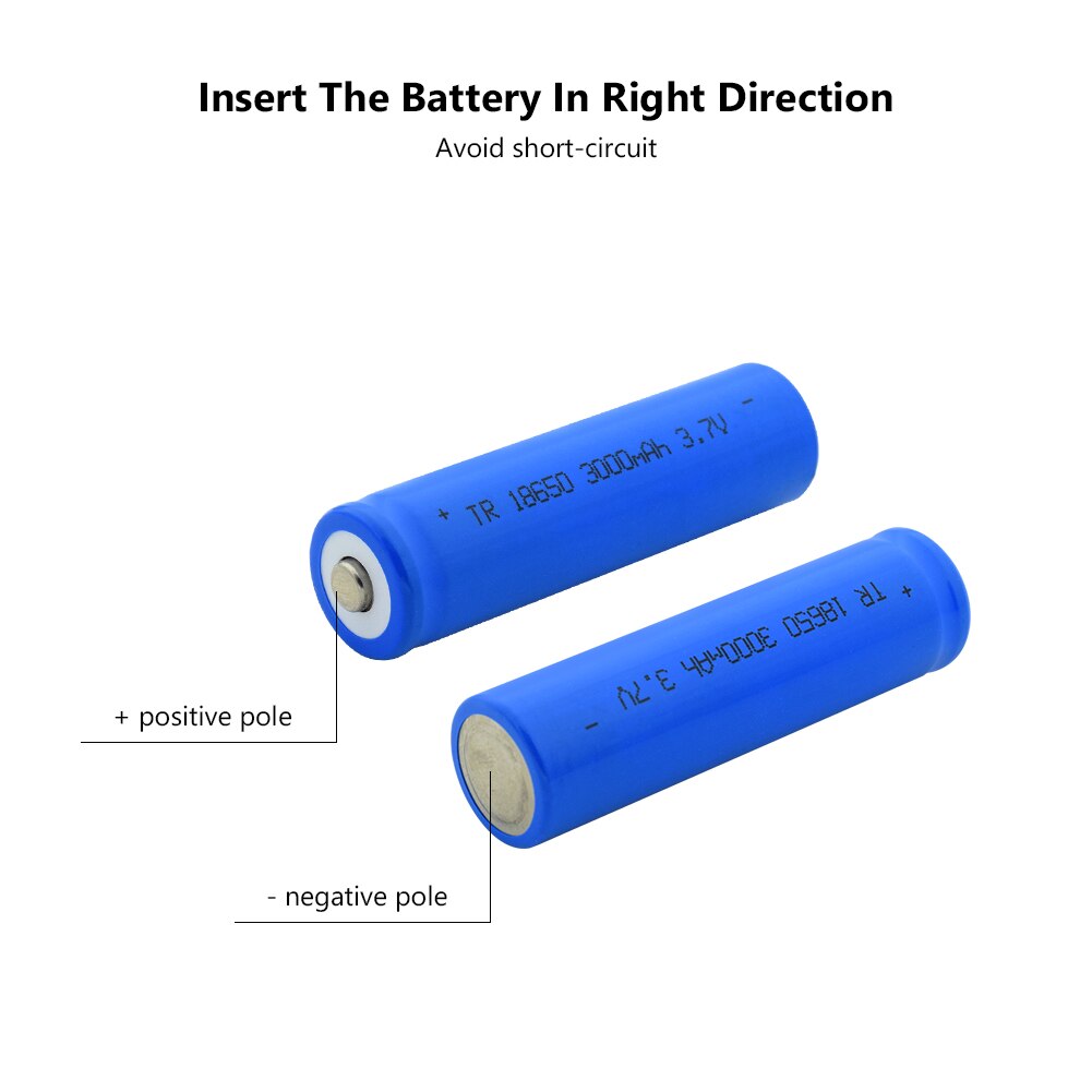 1/2/4/6/8/10Pcs BLUE Pointed 18650 Battery 3.7V 3000mAh Lithium Charging Rechargeable Batteries Li-ion Cell For Flashlight