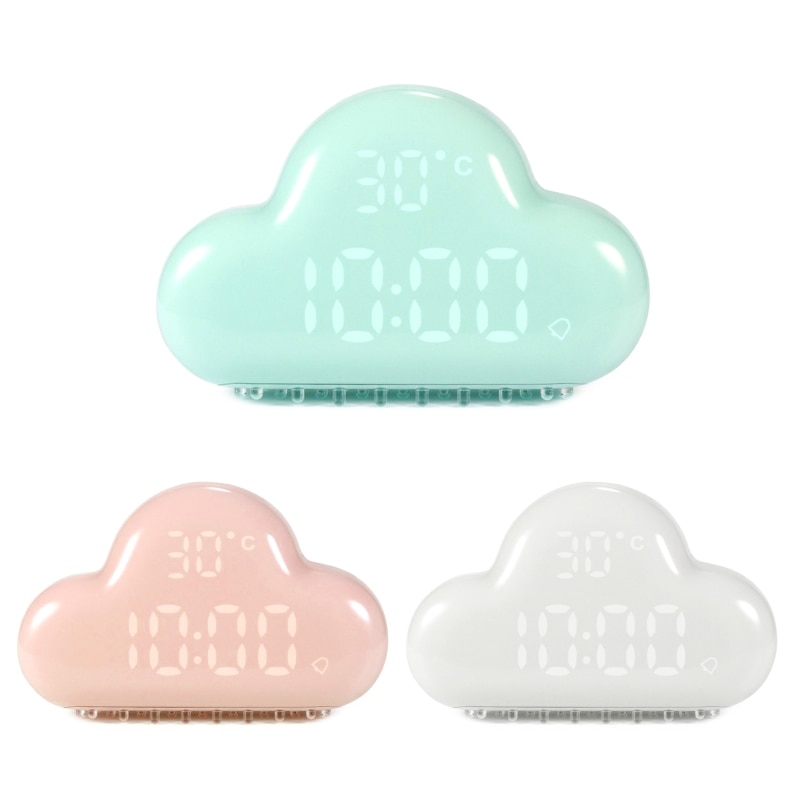 Cloud Clock Alarm, Cloud-Shaped Magnetic Clock Alarm, Multi-Functional Clock with Strong Magnet, Shows LED Time/Date/