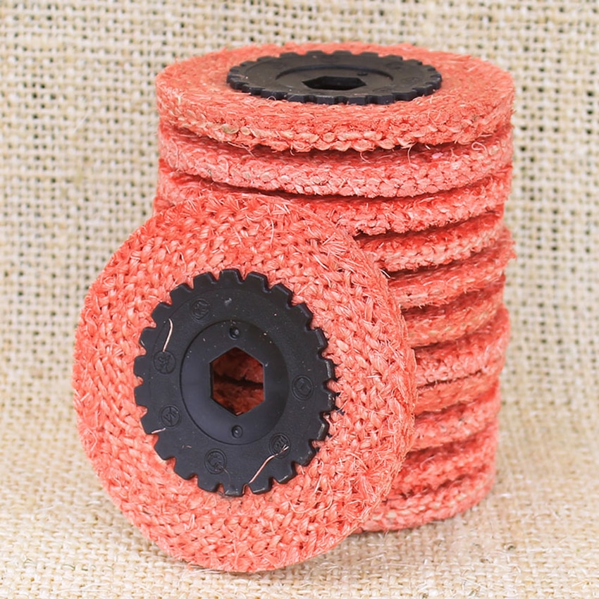 1 PCS Stainless Steel Polishing Wheel Small Hemp Wheel 4 Inch Plastic Core Polishing Pad Buffing Pad Grinding Disc Random Color