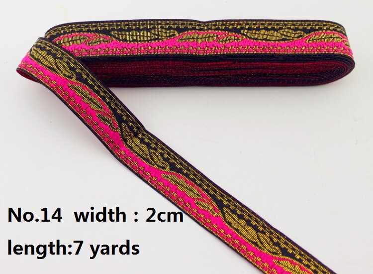 Etnische Lint Collection 10/20 MM Luxe DIY Jacquard Trim Weefde Polyester Singels Home Textil Handgemaakte ambachten: No.14
