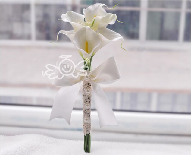 6 stk calla lilje blomster brude bryllup buketter formell brudepike hage kirke Strand bryllupsfest hvit gul blondere