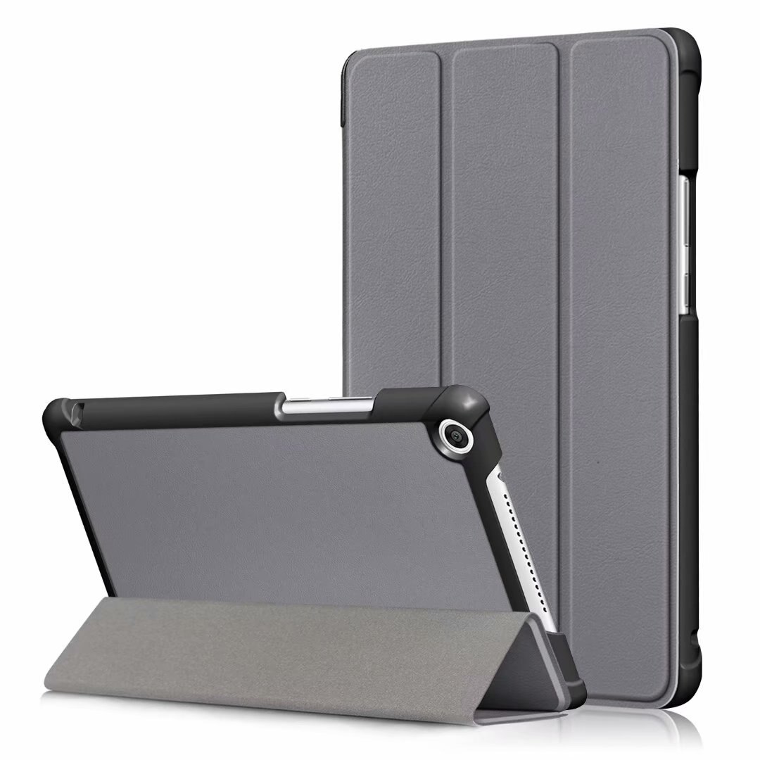 Slim odwróć PU skórzane etui do Huawei MediaPad M5 lite 8 JDN2-W09/AL00 8.0 cal inteligentny pokrowiec do huawei m5 lite 8 Case + film + długopis: gray