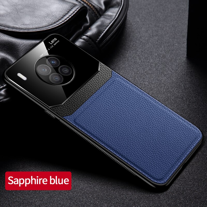 Keysion Case Voor Honor 50 Lite Pu Lederen Spiegel Gehard Glas Schokbestendig Telefoon Back Cover Voor Huawei Nova 8i: for Huawei Nova 8i / Blauw