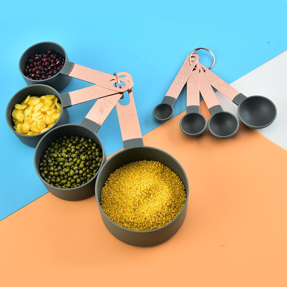 4Pcs/Set Steel Measuring Cups Spoons Kitchen Measuring Cup Cooking Set Handle Baking Steel Tools Measur P5S4
