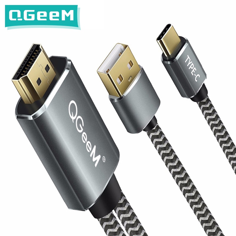QGeeM-Cable USB tipo c 3,1 HDMI, adaptador Thunderbolt Compatible con MacBook, Samsung S8, Huawei Mate 10, convertidor tipo C a HDMI
