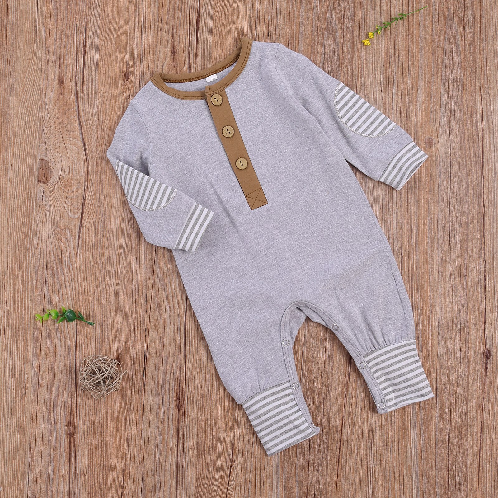 Babymeisjes baby's patchwork romper herfst jumpsuit lange mouwen knopen slaapbroek herfst winter babyjongenskleding