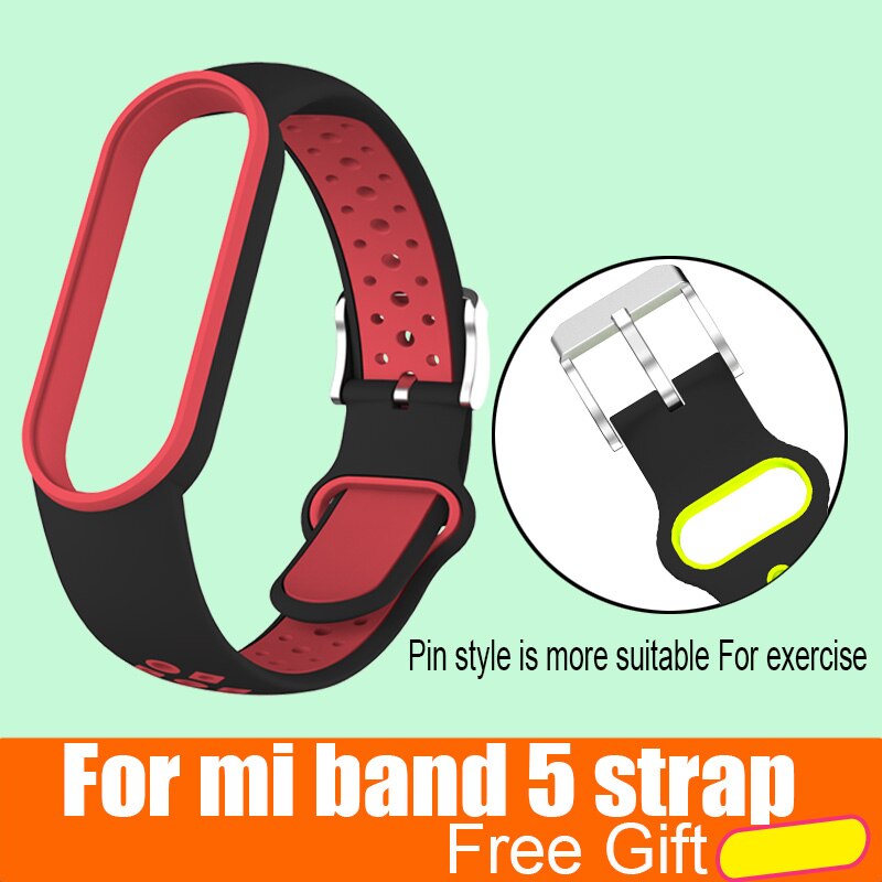 Mi Band 5 Wrist Strap for Xiaomi Mi Band 5 NFC Silicone Wristband Bracelet Mi5 Smart Watches Miband5 Accessories Sport Strap: Black red