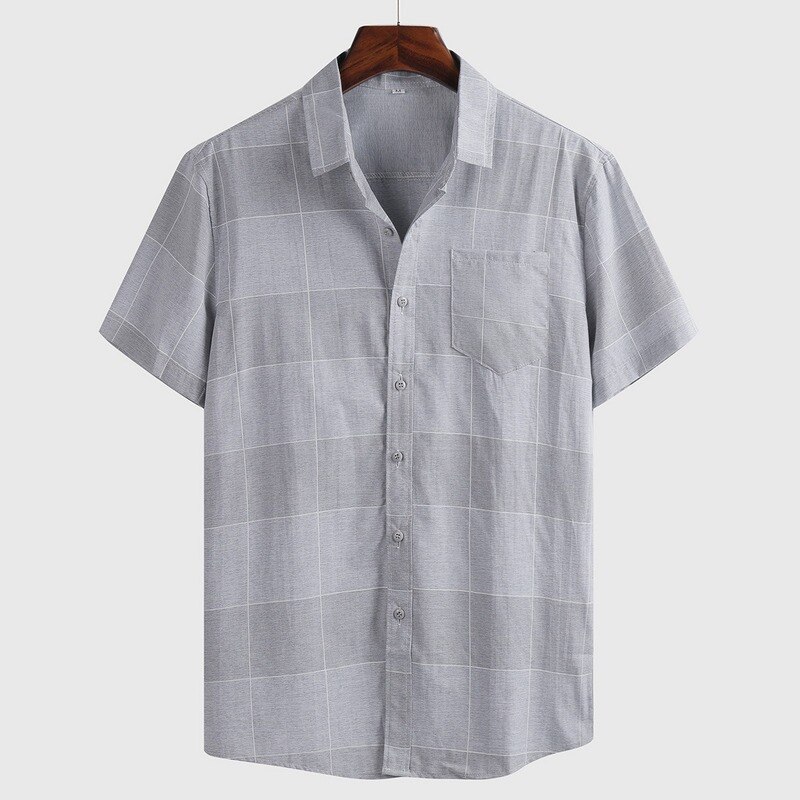 Summer Men's Plaid Short-sleeved Shirt Casual Clothing Plus Size Camisas Para Hombre