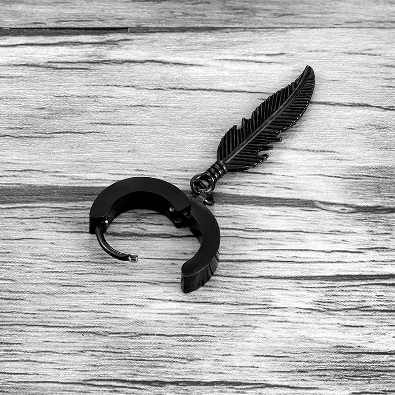 Pendientes de acero inoxidable para hombre y mujer, aretes con colgante de pluma Simple, accesorios de joyería con personalidad, 1 unidad