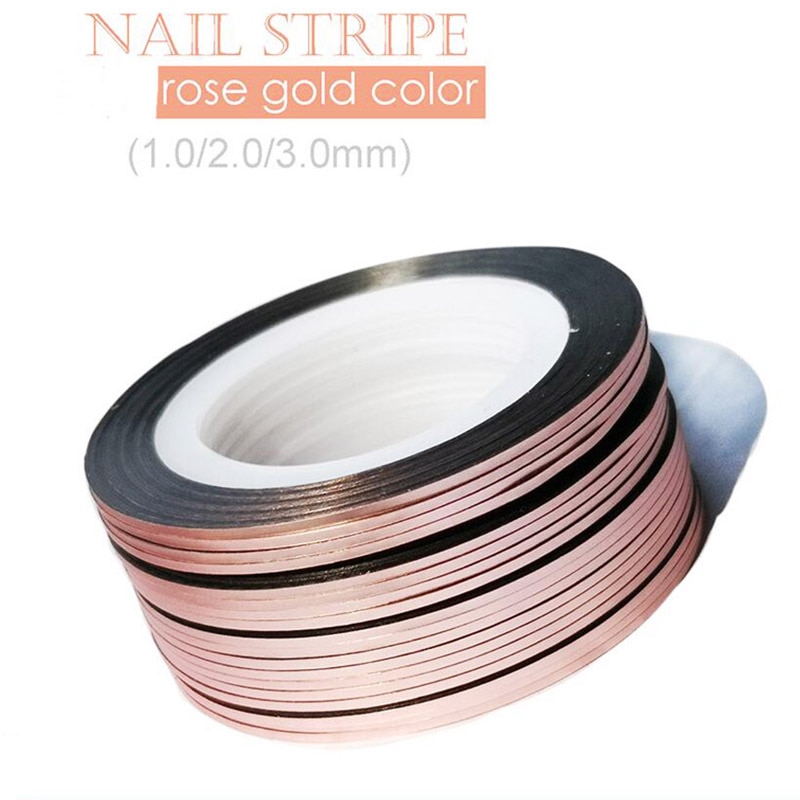 10Rolls 1Mm/2Mm/3Mm Glitter Striping Tape Rose Goud Zelfklevend Diy Nail art Tape Lijn Strips Striping Voor Uv Gel Polish NSL03