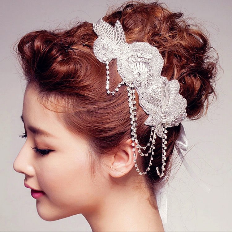 européenne et américaine luxe eau perceuse coiffure mariée cheveux cerceau cheveux ceinture Original à la main perle cheveux ornements