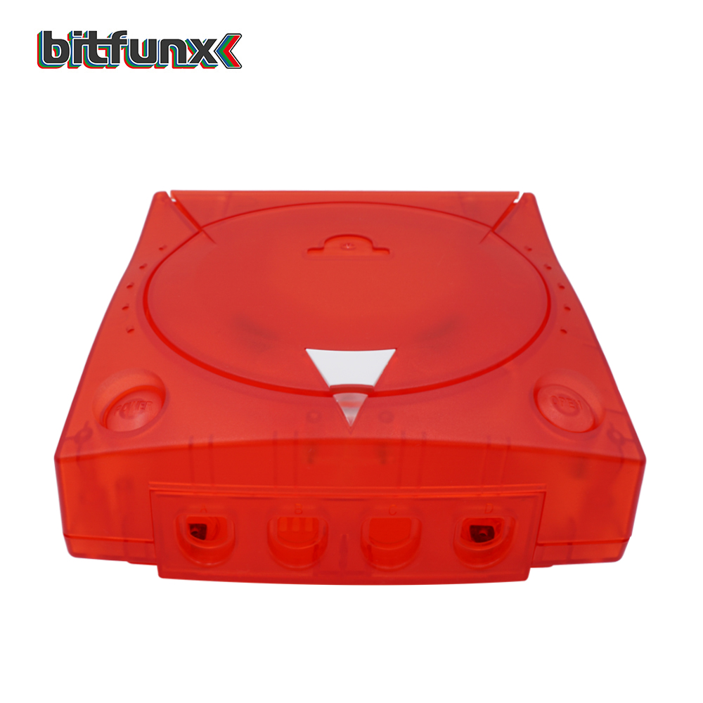 Bitfunx Replacement Plastic Shell Translucent Case for SEGA Dreamcast DC Retro Video Game Console Transparent Boxes: Red