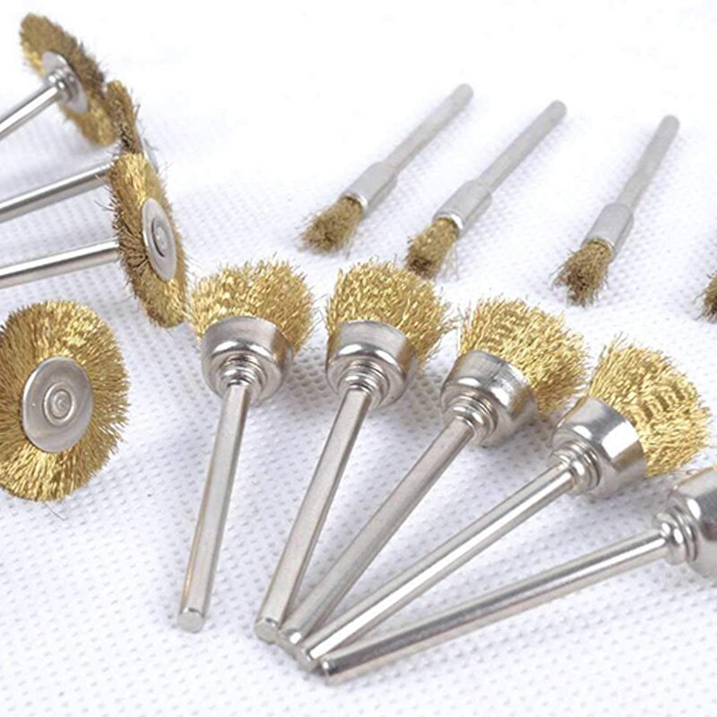 Shgo -45 Pc Brass Wire Wheel Borstels Draad Borstels Set Voor Accessoires Rotary Gereedschap Polish Schoon