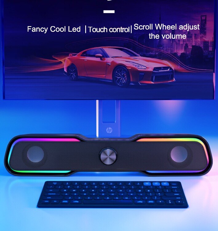 Usb Bedrade Luidspreker Soundbar Rgb Licht 3Dstereo Bass Subwoofer Audio Aux Surround Box Voor Pc Computer Speakers Tv Desktop laptop