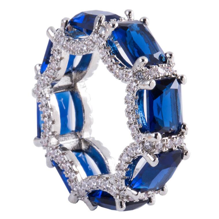 Exquisite Onregelmatige Stone Ring Zilver Kleur Luxe Party Wieden Engagement Ring Met Grote Zirkoon Sieraden 2022: 6 / Blauw