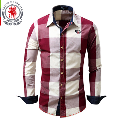 Miesten rento ruudullinen paidat pitkähihaiset paidat miesten mekko mustavalkoinen puuvilla camisa masculina miesten paidat para hombre  fm099: Punainen / Eurooppa koko xxl