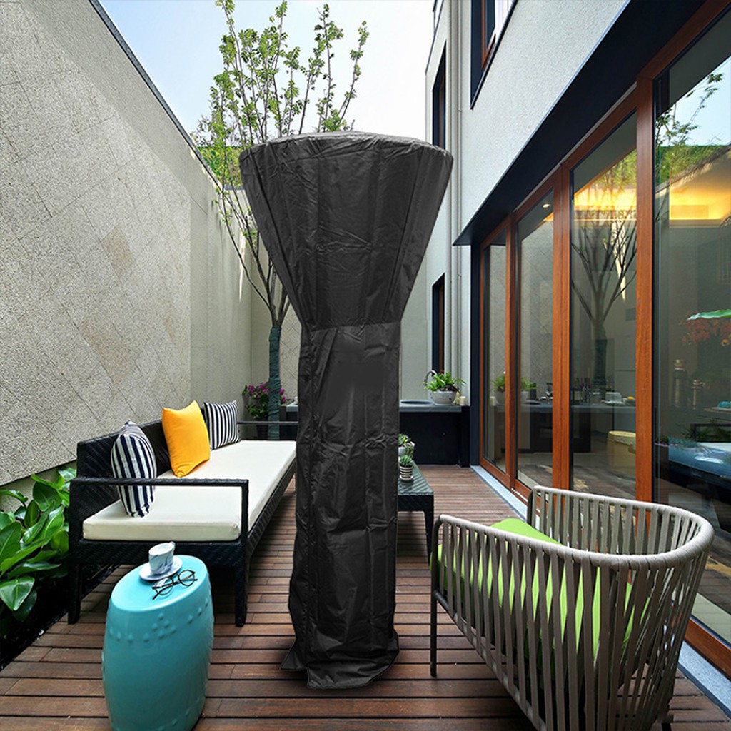 Terrassevarmerdæksel til vandtæt oxford stof til udendørs brug sort til hjemmet haven rotting møbler beskytter