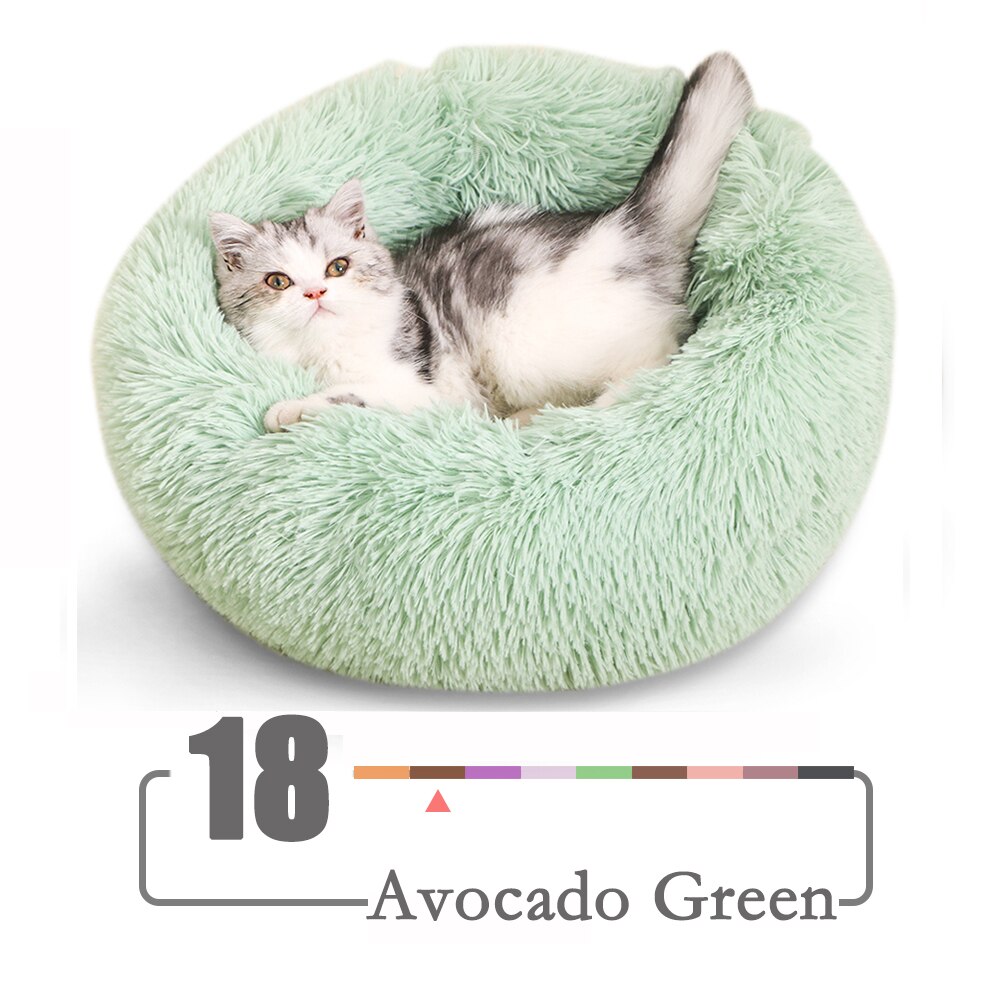 27 colores felpa redonda Gato cama casa Invierno gatos durmiendo nido suave largo felpa perro cesta mascota Mat Supplie: 18