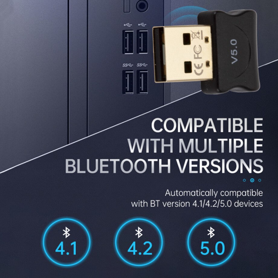 BT 5.0 Bluetooth-compatible Adapter USB Transmitter for Pc Computer Receptor Laptop Earphone Audio Printer Data Dongle Receiver