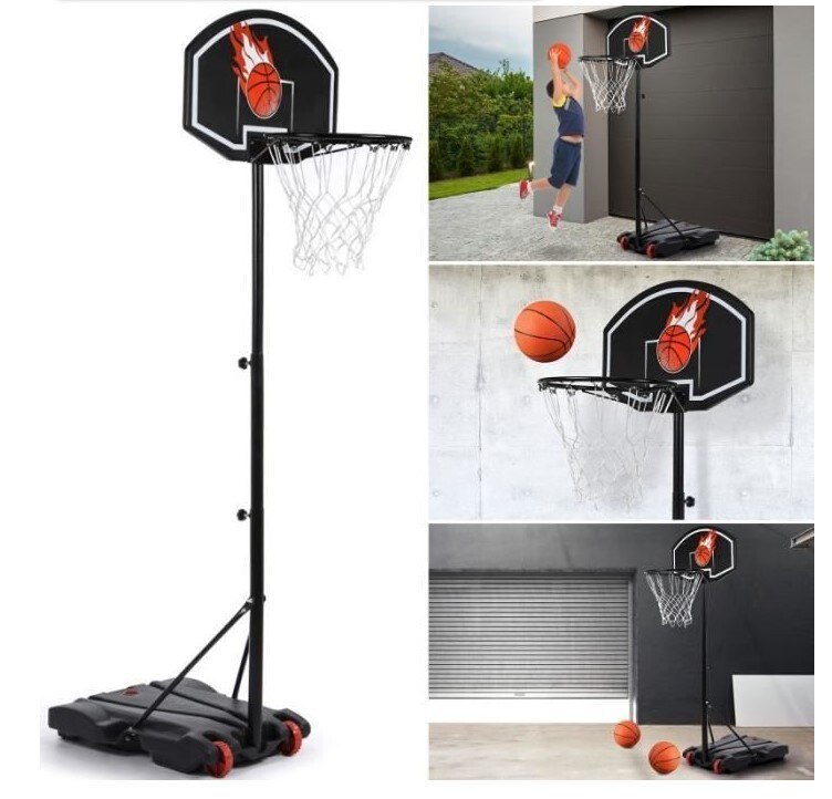 Adjustable Kids Basketball Hoop Stand - Indoor Outdoor Shooting Rack - Steel Pipe, PP Backboard, PE Base - 10KG