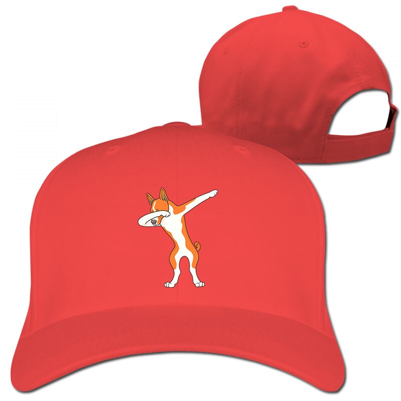 Funny Basenji Dabbing Baseball cap men women Trucker Hats adjustable cap: 1-Red