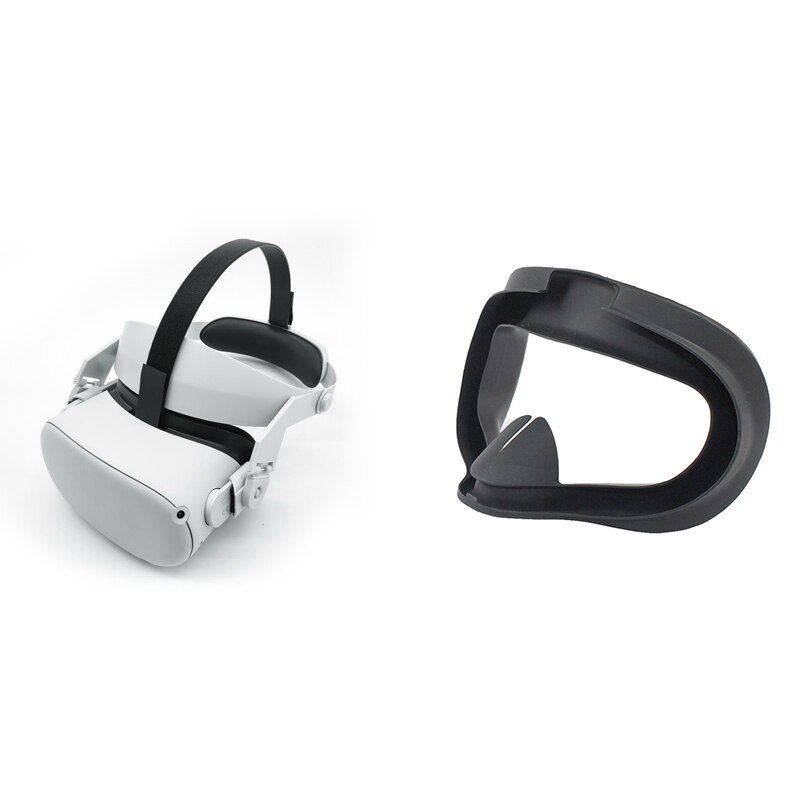 1 Pcs Verstelbare Halo Head Strap & 1 Pcs Anti Zweet Zachte Siliconen Eye Cover Eye Pad Zwart