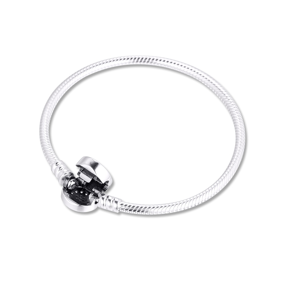 Silver Moments Sparkling Crown O Snake Chain Bracelet Jewelry Female Bracelet Pave Stone Jewelry Silver Bracelets