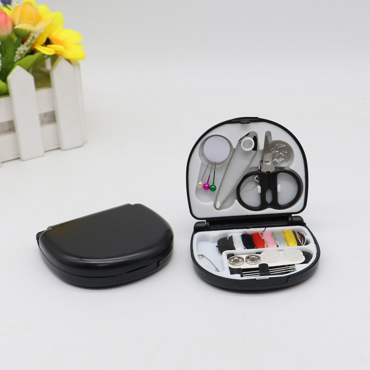 Portable Travel Mini Sewing Kit Buttons Pins Storage Boxes HandmadeScissor Thimble Needle Threads Box Set DIY Sewing Tools: plum
