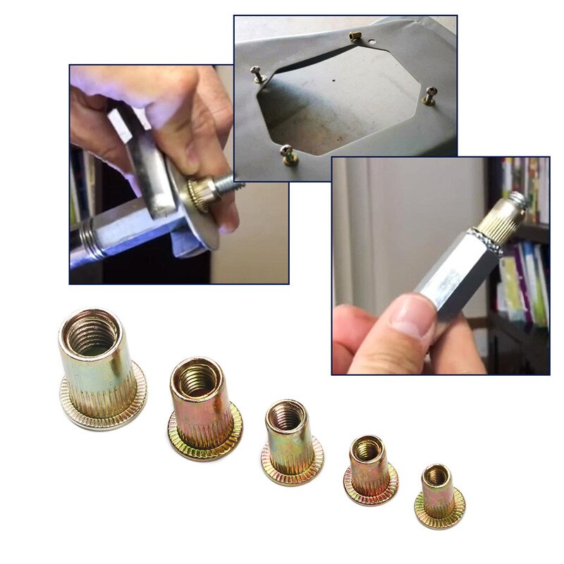 Flat Head Rivet Nuts Set Nuts Insert Cap Reveting Zinc Plated Carbon Steel Threaded Rivet Nut M3 M4 M5 M6 M8 M10