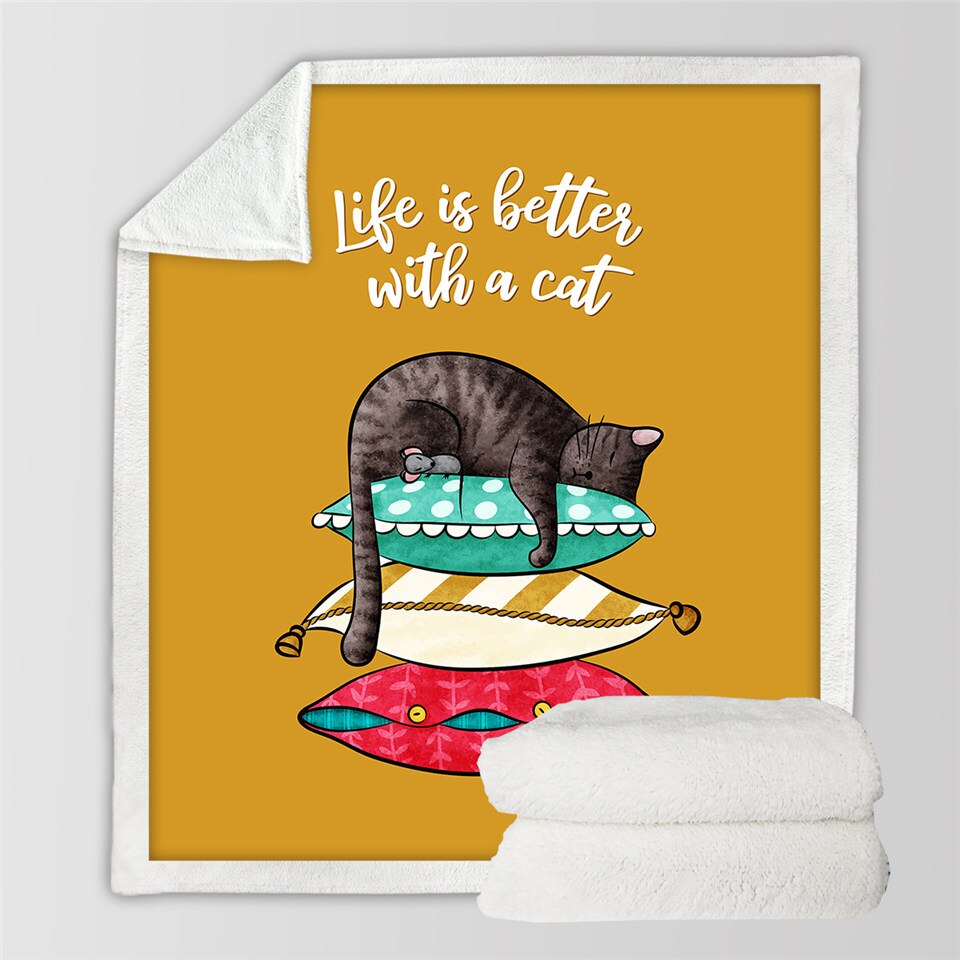 Beddingoutlet Vos Kat Gooi Deken Slapen Dier Pluche Sprei Cartoon Harige Deken Kleurrijke Sprei Leuke Mantas De Cama: 2 / 150cmx200cm