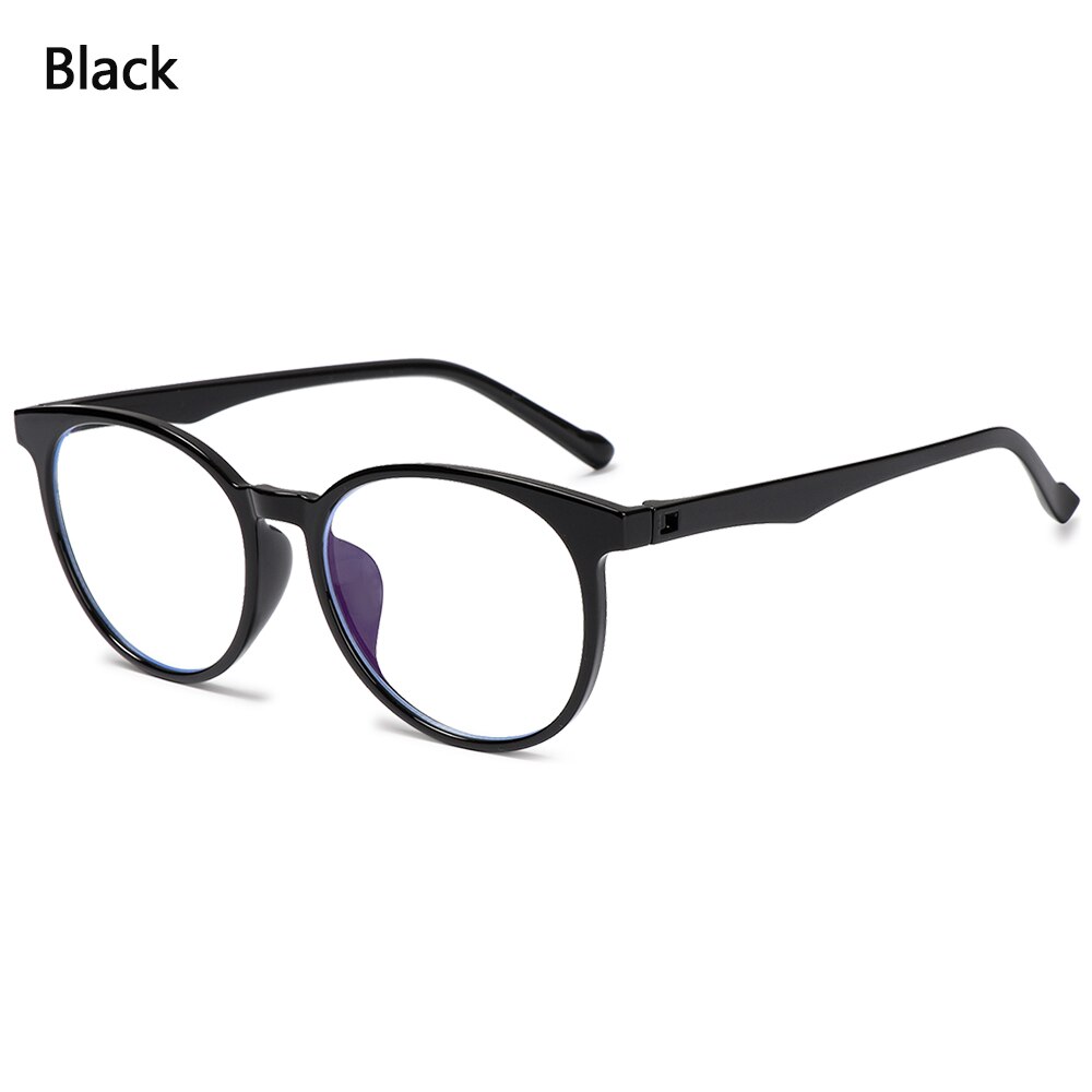 1 PC oeil bleu lumière bloquant lunettes ultraléger cadre rond optique lunettes cadres bloquant jeu plat miroir lunettes: 2- black