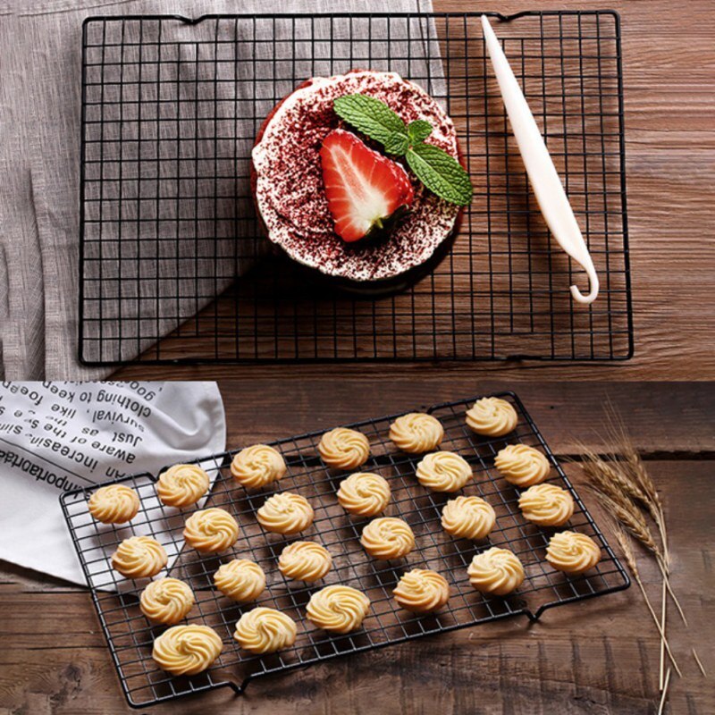 Stainless Steel Wire Grid Cooling Tray Cake Biscuit Food Rack Oven Kitchen Baking Pizza Bread Barbecue Cookie Holder Shelf