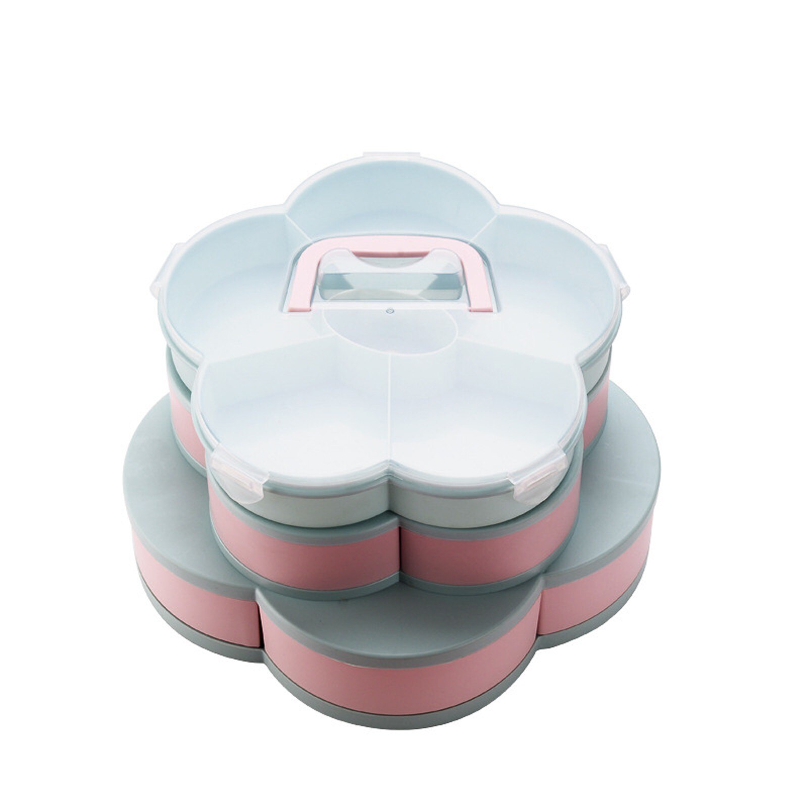 Three-layer Specialty Snack Plates Flower-shaped Rotating Fruit Tray Divided Candy Storage Box Fruit Plate Обеденные Тарелки