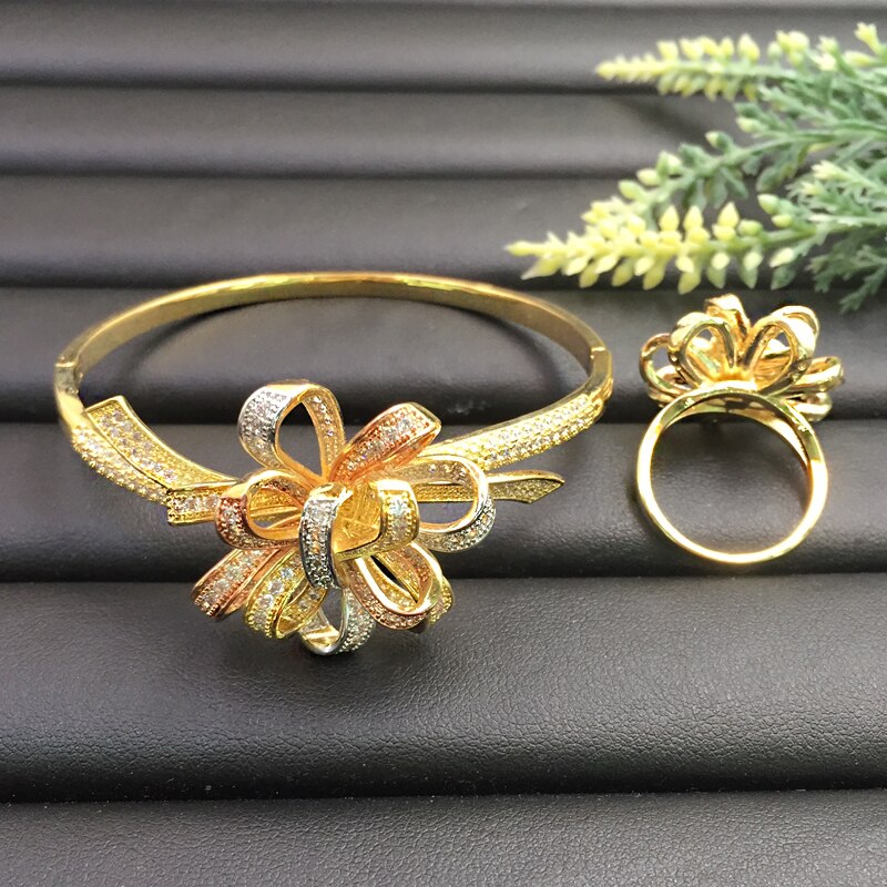 Laninika Jewelr novia delicado espiral borla Micro chapado romántico brazalete con anillo banquete diario mejor