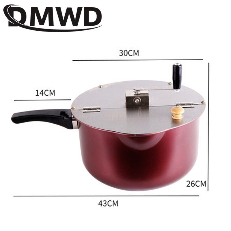 DMWD Gas Stove Air Popcorn Machine Hand-cranked Single Pot Popcorn Maker Pot Commercial Home Use Manual Corn Pressure Cooker
