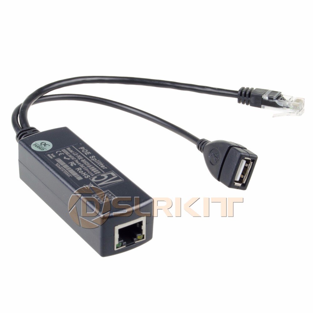 DSLRKIT Actieve PoE Splitter 48 V naar 5 V 5.2 V 2.4A USB TYPE A Vrouwelijke 802.3af voor tablet