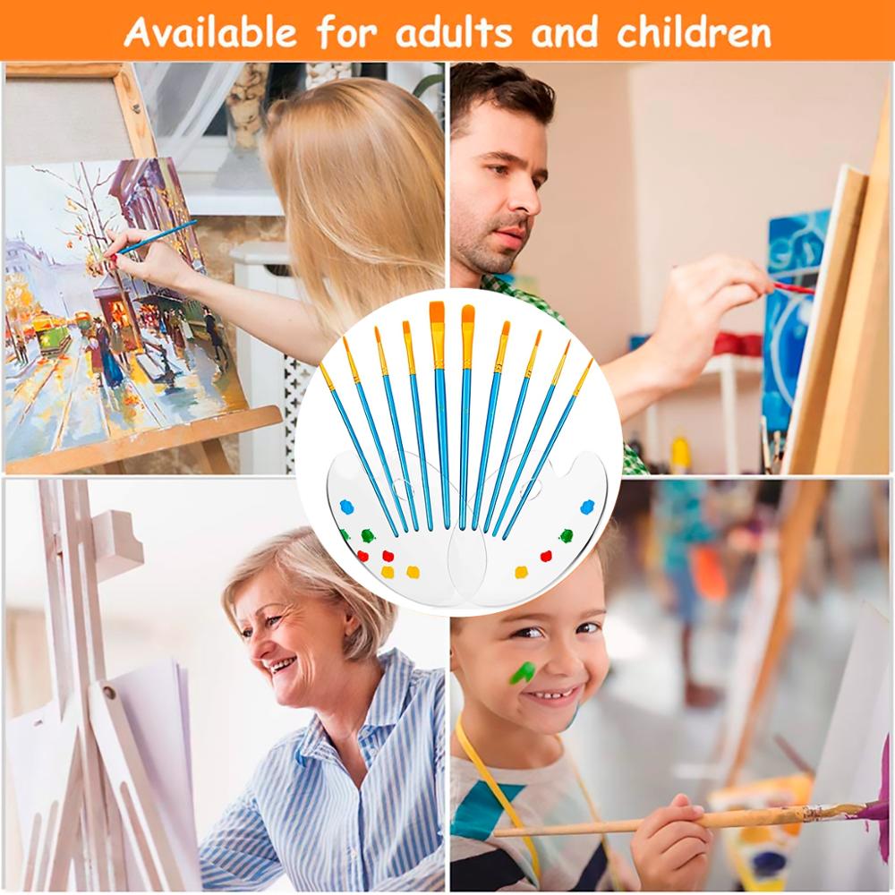 Akrylmaling sæt gennemsigtig akrylpalette og paletpen maling med tal tilbehør til børn og værktøj til maling af voksne