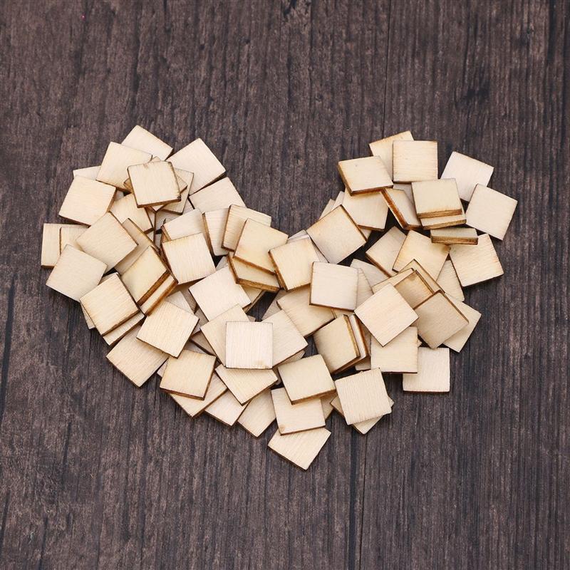 100 Pcs 10mm Square Wood Slices Blank Wood Pieces Unfinished DIY Plaque for Painting Art Crafts