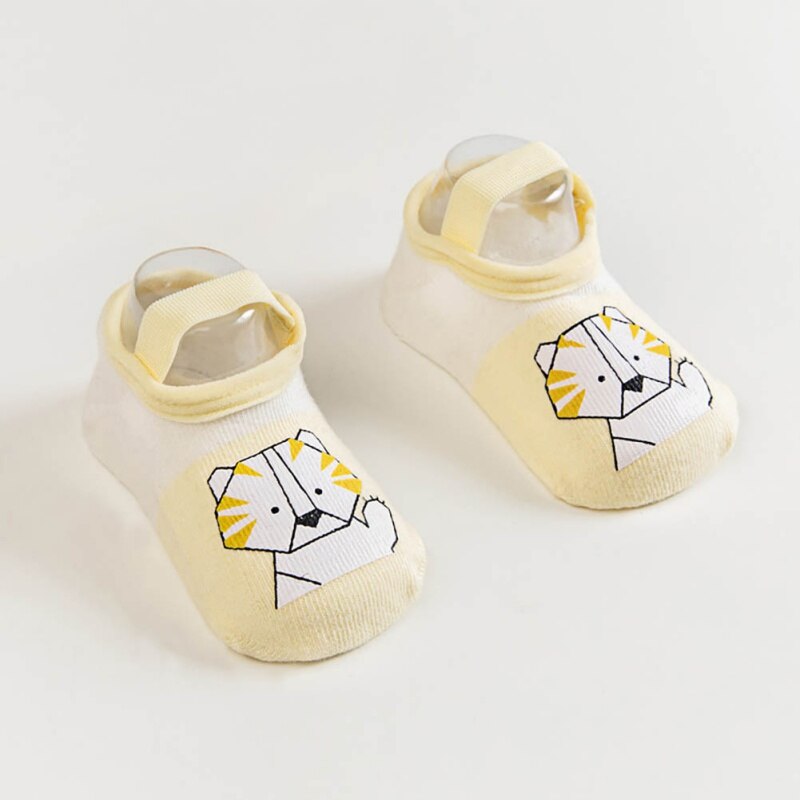 Chaussettes bébé avec bande élastique coton bébé enfant en bas âge anti-dérapant chaussettes de sol mignon dessin animé infantile anti-dérapant chaussettes bébé fille garçon chaussettes: C / 0-1Y