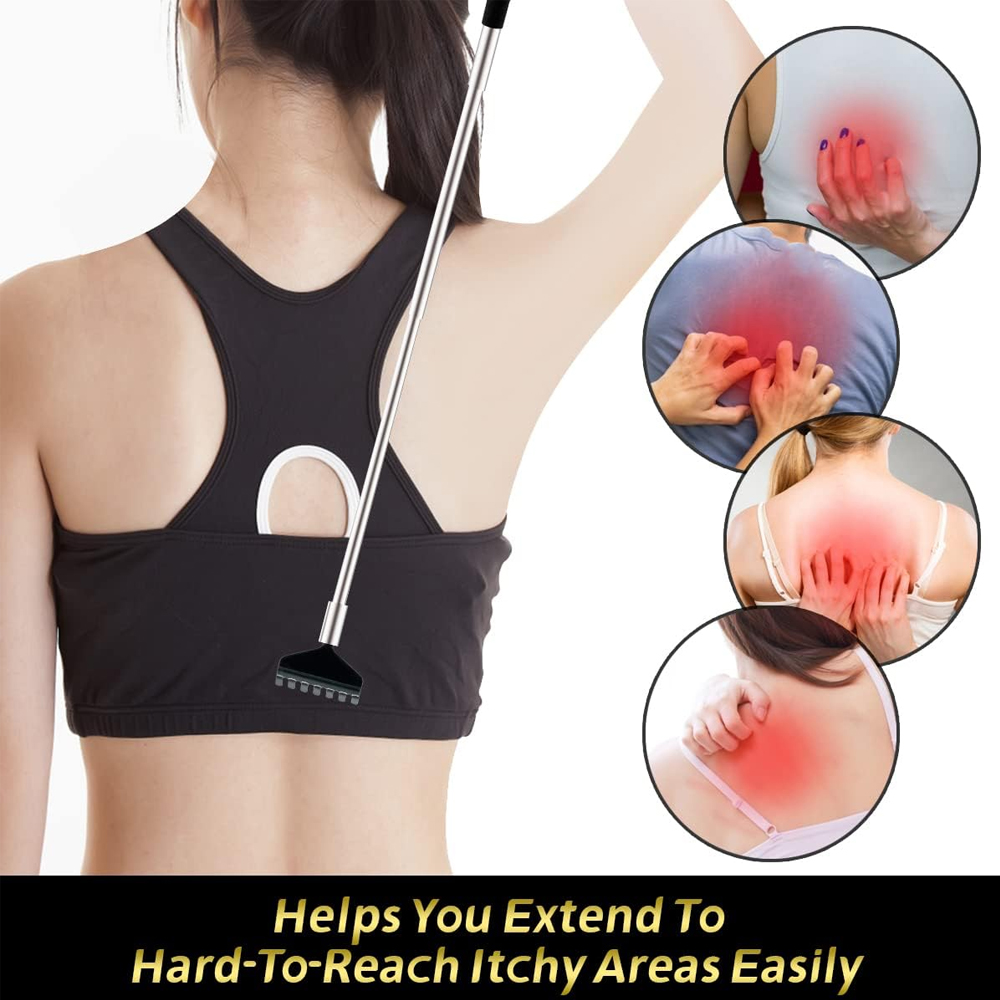3 Pcs/Set Back Scratcher Télescopique Gratter Arrière Gratteur Masseur Kit Grattoir Extensible Télescopique Démangeaisons Massage Relaxation