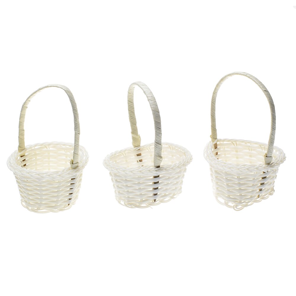Hand-woven Storage Baskets Mini Plastic Weaving Storage Baskets Fabric Flower Basket Fruit Rattan Cosmetics Tea Picnic Bags
