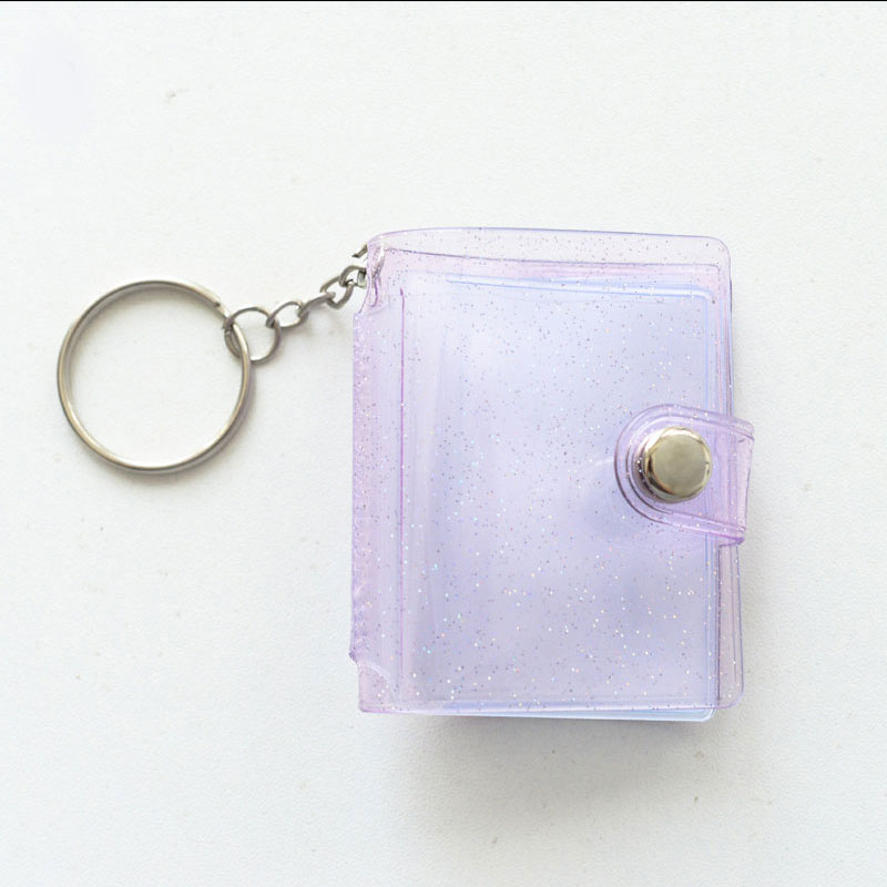 1/2 Inch Photo Album Mini Photo Album with key chain photo Storage Book Mini Retro Photo Album PVC Transparent Shiny Photo Album: 13(1inch)