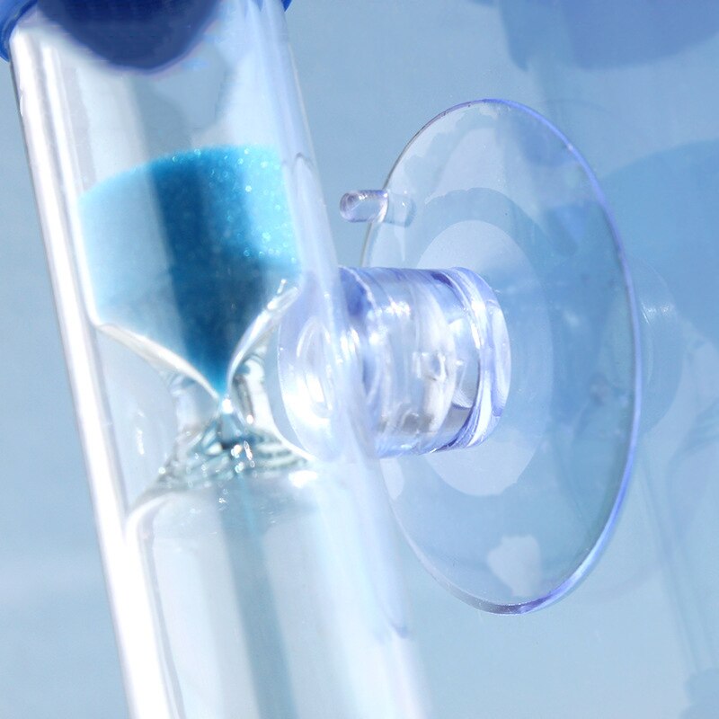 1pc 3 Minutes Hourglass Shower Timer Blue Sand Clock With Plastic Suction Cup Children Supplies Home Decoration