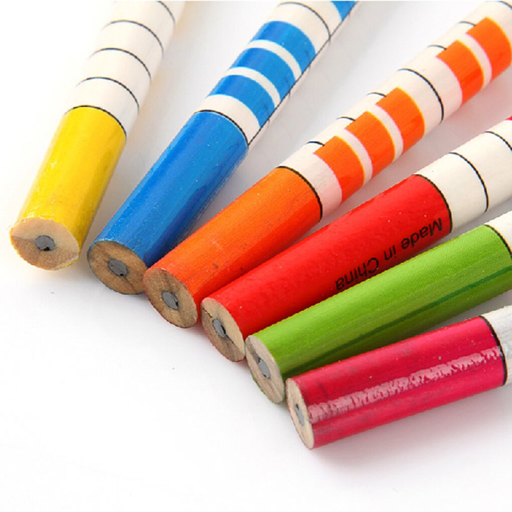 ZHUTING 6PCS Cartoon Music Notes Colorful Wooden Child Kids Students Pencils Stationery Color Random