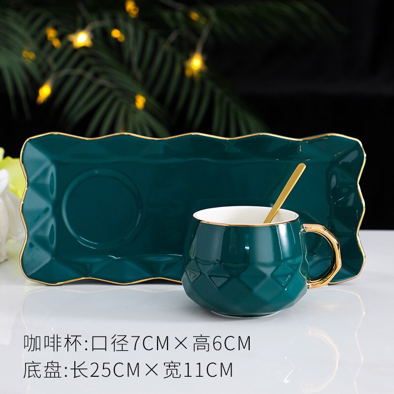 China Ceramic Cups Coffee Mugs Drink for Mugs Tea Cup and Saucer Coffe Cups Coffee Cup Set Breakfast Cup Tea Set: Green
