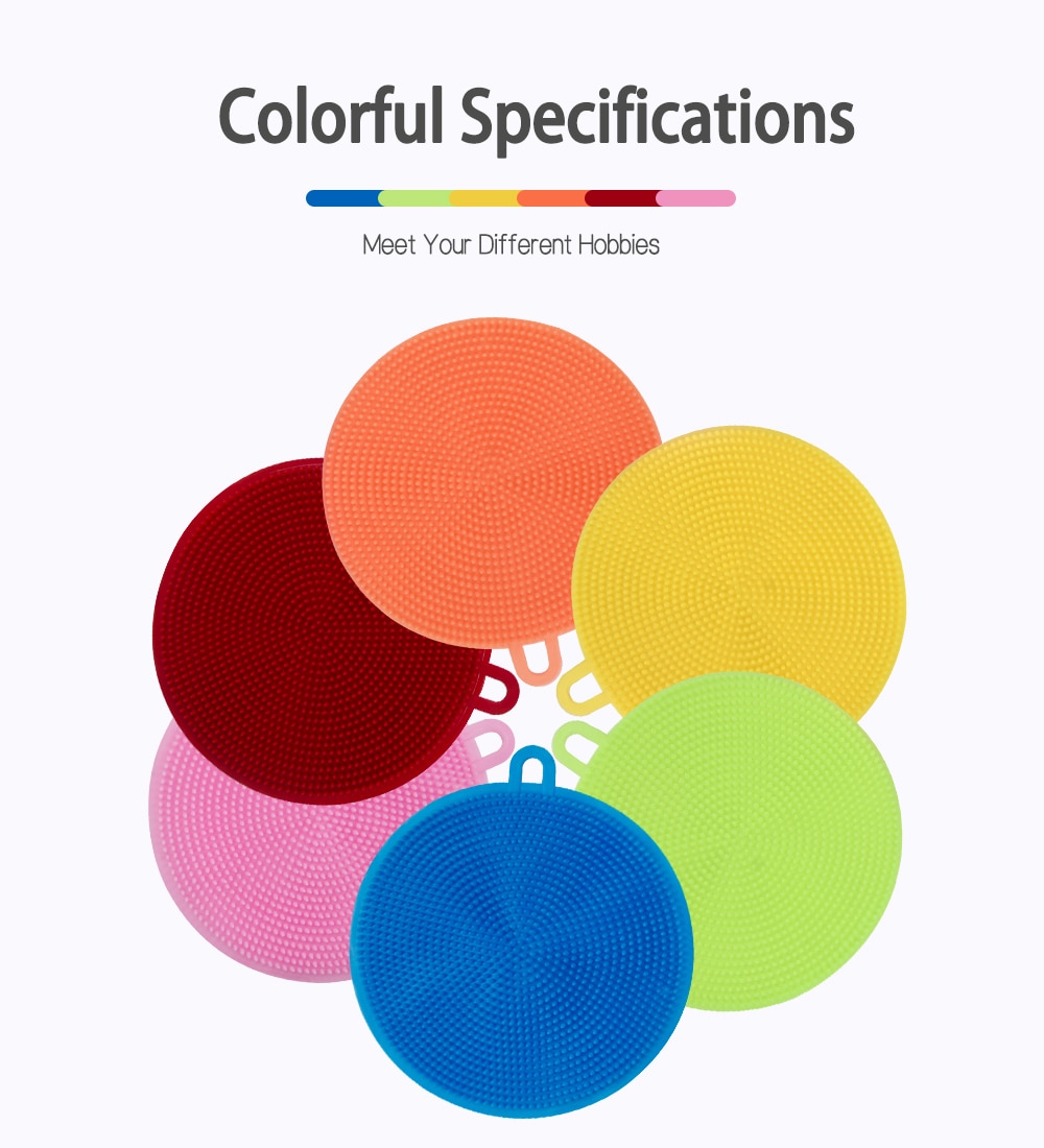 XYj 6PCs/Pack Silicone Dish Washing Sponge Scrubber Cleaning Brush Scouring Pad Dish Pot Cleaner Hand Protector Kitchen Washing