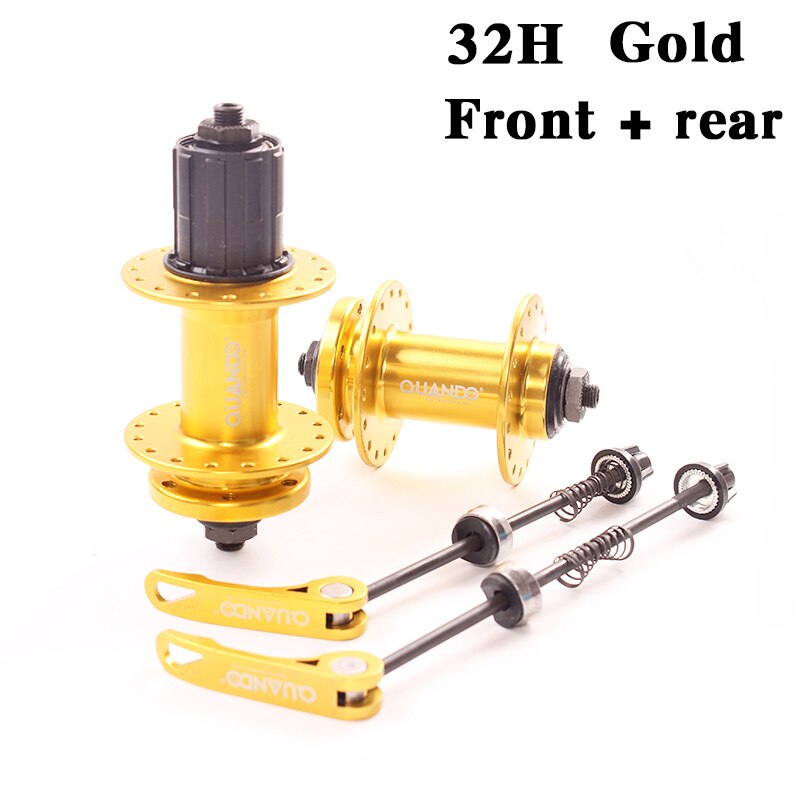 QUANDO vélo moyeu bague entretoise moyeu 32H 36H trous vélo vtt VTT avant arrière Cassette roue libre et 6 boulon frein à disque: 32H Gold a pair