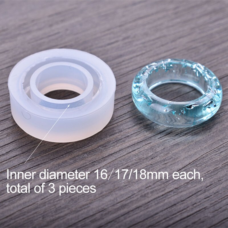 3pc katt diamant platt formad ring hängande diy silikonform diy fyllning epoxiharts för smycken gör harts formar: Böjda 3 stycken