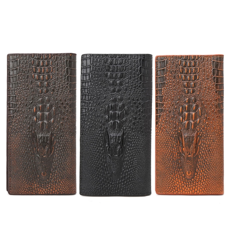 1 pc herr s 3d alligator plånbok bifold id kreditkortshållare plånbok handväska lång koppling billfold